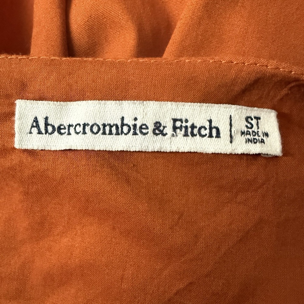 Abercrombie‎ & Fitch S Tall Sweetheart Neck Babydoll Mini Dress Poplin Pockets - Picture 5 of 9